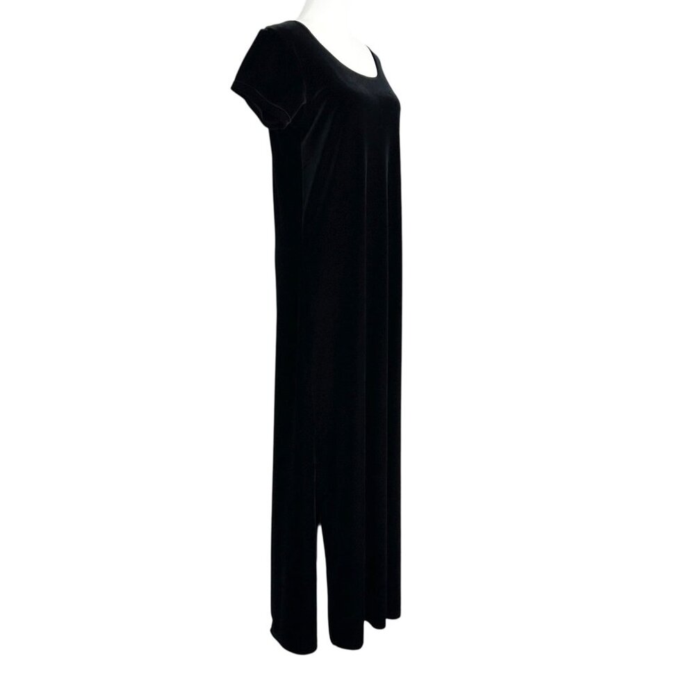 Cassini Vintage Velvet Black Short Sleeve Maxi Dress (M) - Picture 2 of 11